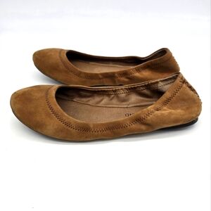 Lucky Brand Shoes Emmie Ballet Flats Women's Size 7.5M Suede Leather Brown